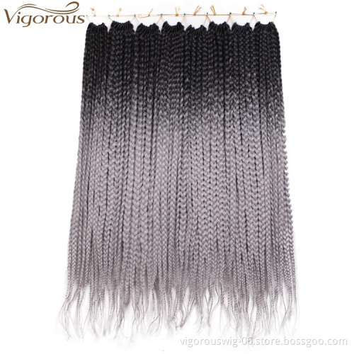 Cheap Price High Quality Rainbow Colored Box Braid Synthetic Crochet Hair Extensions Jumbo False Ombre Braiding Hair